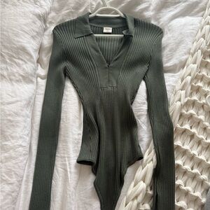 Abercrombie & Fitch Forest Green Ribbed Bodysuit